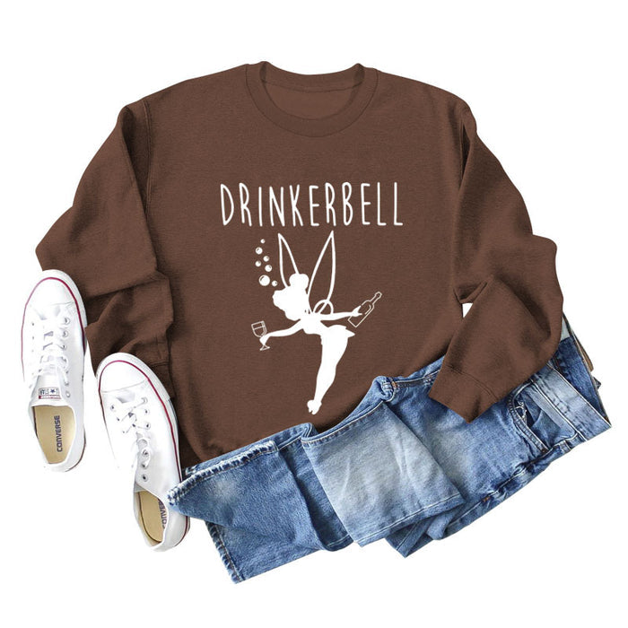 DRINKERBELL Beauty Letters Printed Long-sleeved Large Size Sweater Women