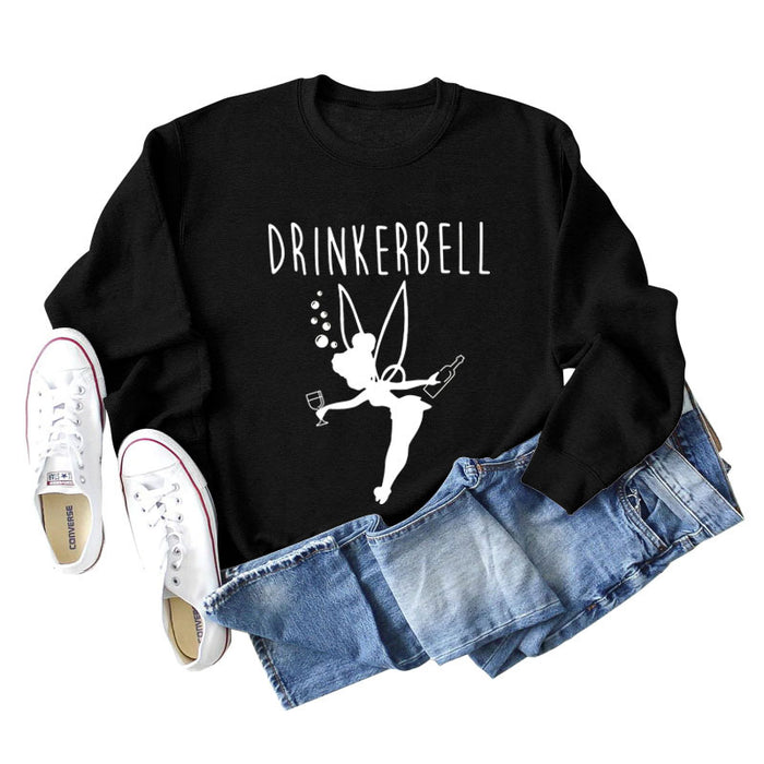 DRINKERBELL Beauty Letters Printed Long-sleeved Large Size Sweater Women
