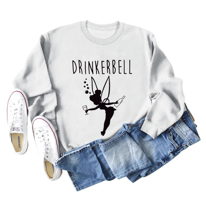 DRINKERBELL Beauty Letters Printed Long-sleeved Large Size Sweater Women