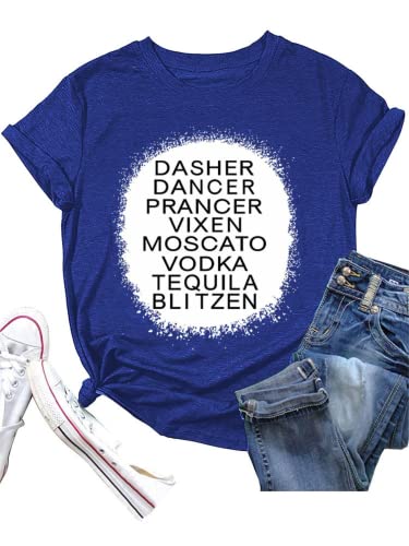 Drinking Christmas T-Shirt Dancer Prancer Moscato Vodka Tequila Blitzen Shirt