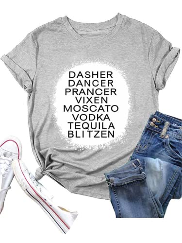 Drinking Christmas T-Shirt Dancer Prancer Moscato Vodka Tequila Blitzen Shirt