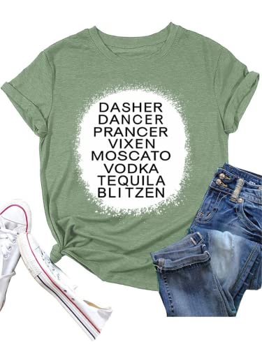 Drinking Christmas T-Shirt Dancer Prancer Moscato Vodka Tequila Blitzen Shirt