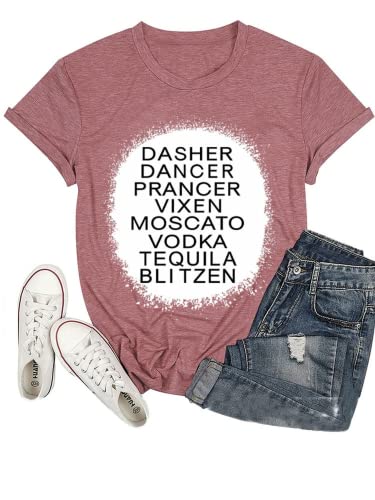 Drinking Christmas T-Shirt Dancer Prancer Moscato Vodka Tequila Blitzen Shirt