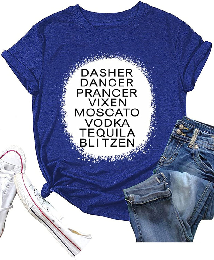 Drinking Christmas T-Shirt Dancer Prancer Moscato Vodka Tequila Blitzen Shirt
