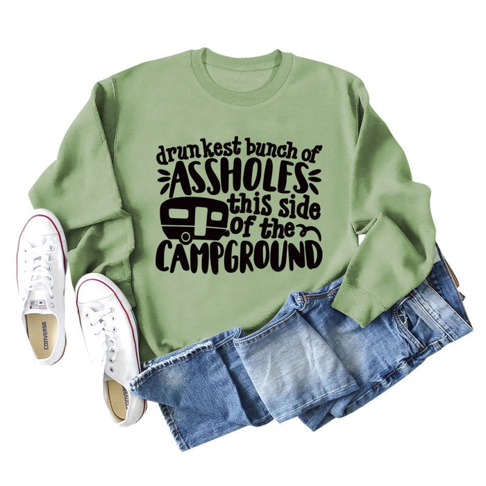 Olive green sweater (black font) / S