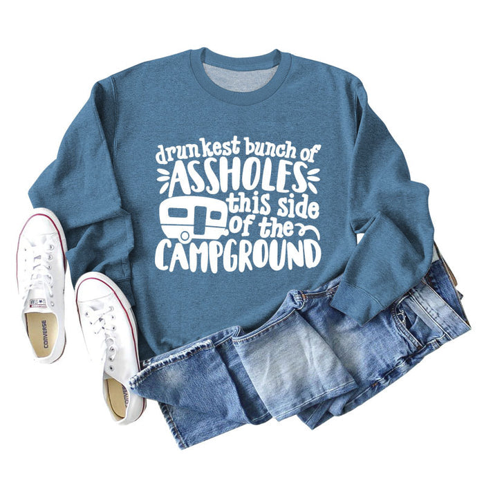 Blue sweater (white font) / S