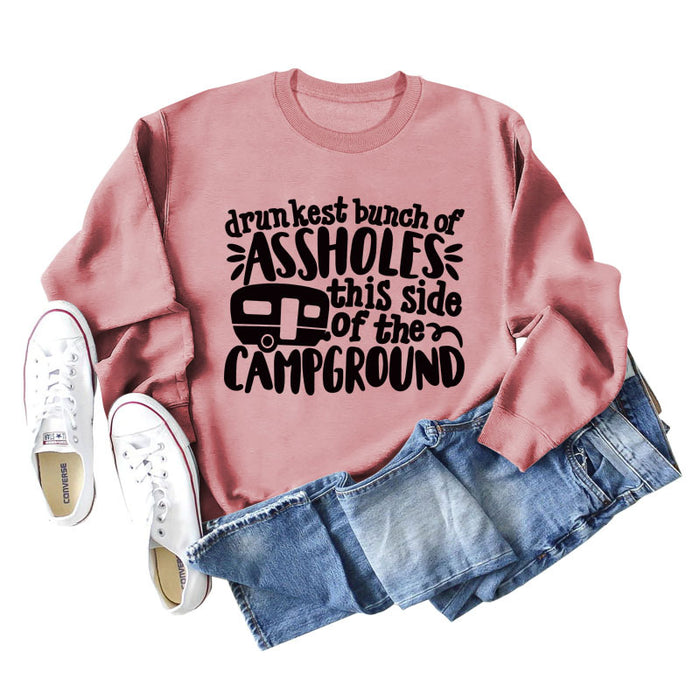 Drunkest Bunch of Assholes Letter Loose Long-sleeved Sweater