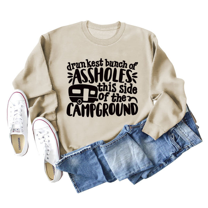 Drunkest Bunch of Assholes Letter Loose Long-sleeved Sweater