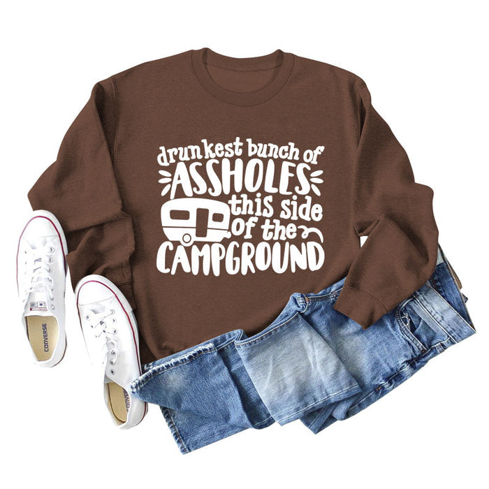 Drunkest Bunch of Assholes Letter Loose Long-sleeved Sweater
