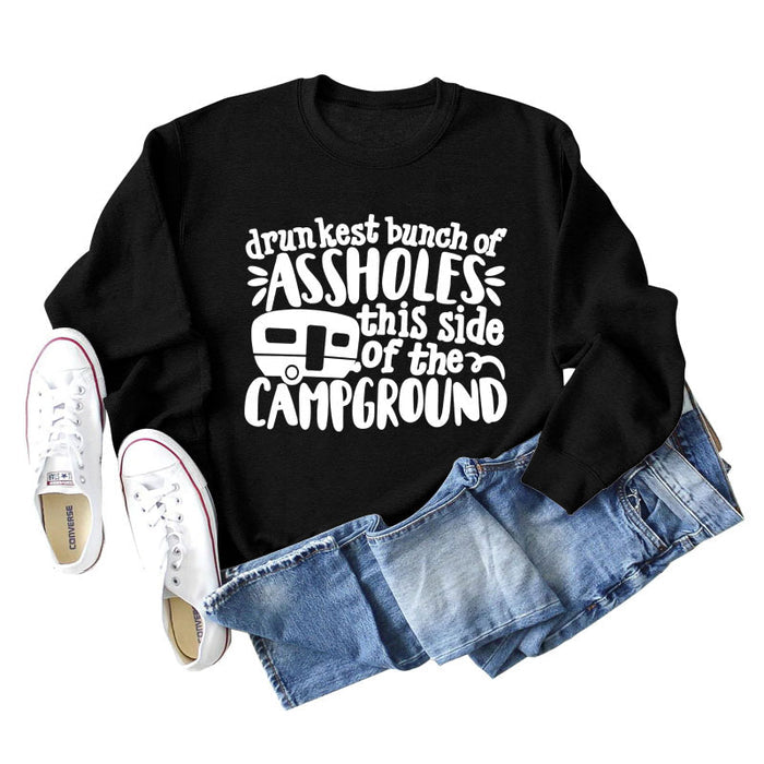 Drunkest Bunch of Assholes Letter Loose Long-sleeved Sweater