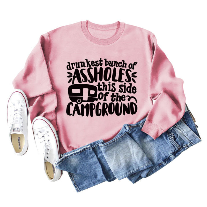 Drunkest Bunch of Assholes Letter Loose Long-sleeved Sweater