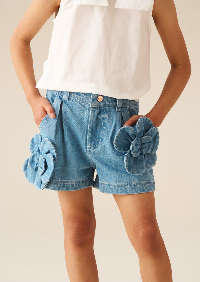 Eden 3D Flower Denim Shorts