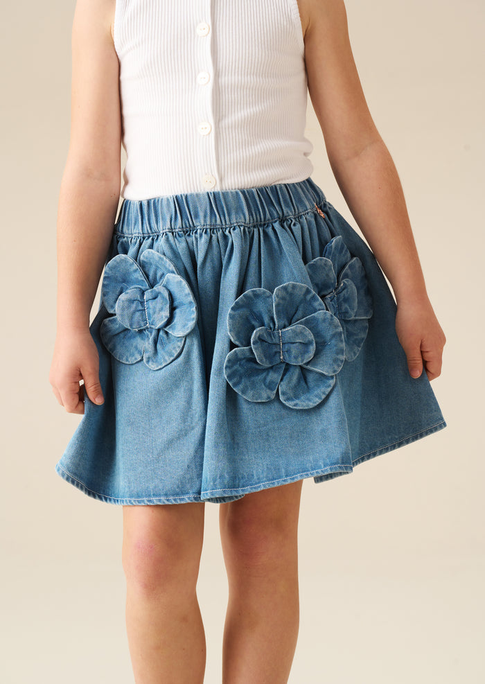 Eden 3D Flower Denim Skirt