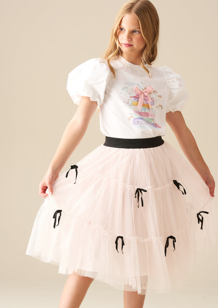 Ellen Placement Print Puff Sleeve T Shirt