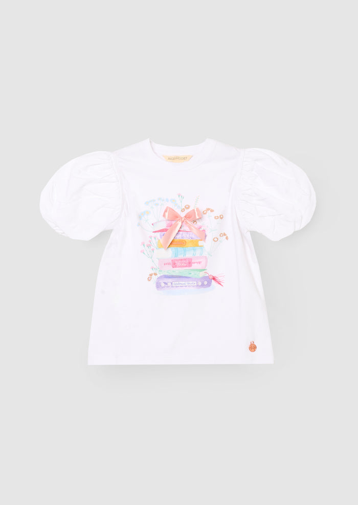 Ellen Placement Print Puff Sleeve T Shirt