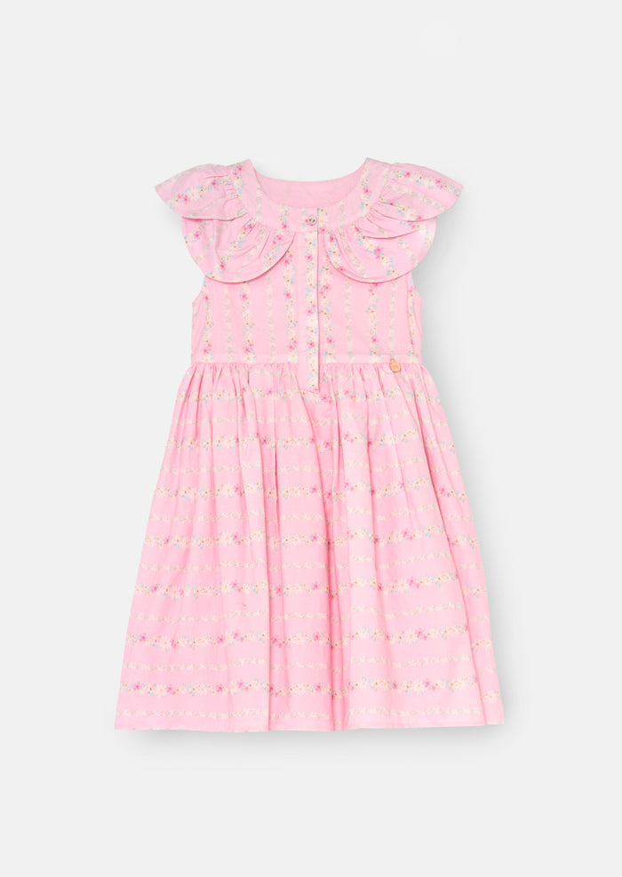 Ellery Floral Stripe Petal Collar Dress