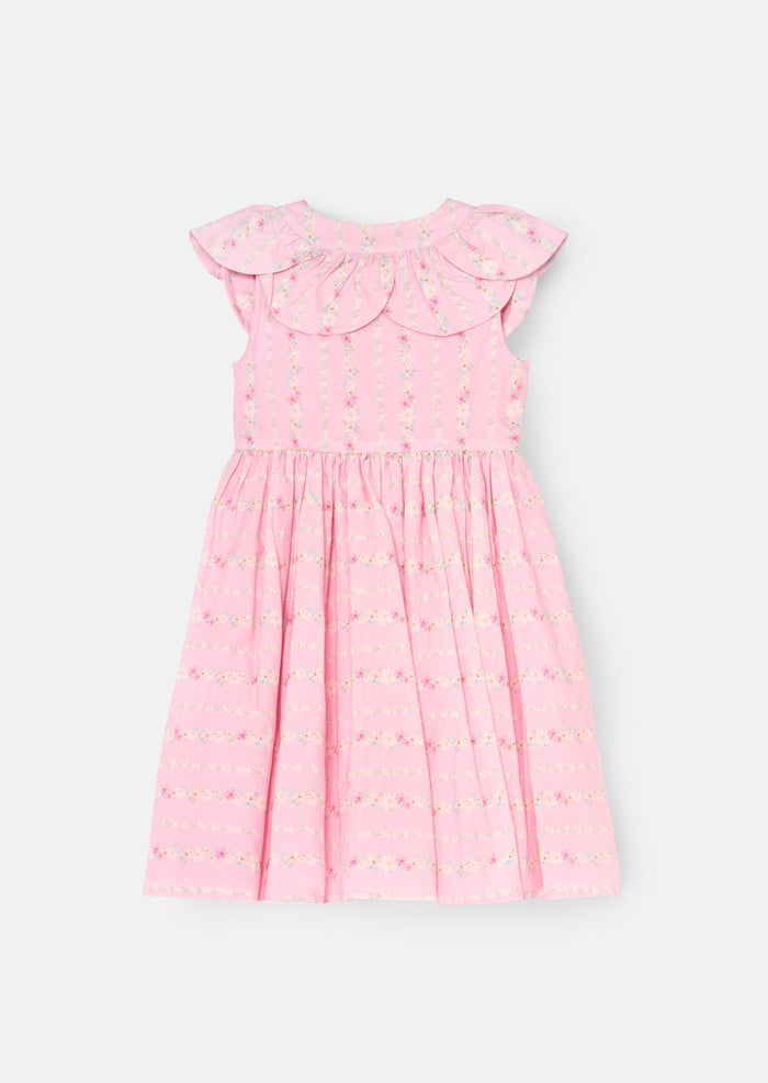 Ellery Floral Stripe Petal Collar Dress