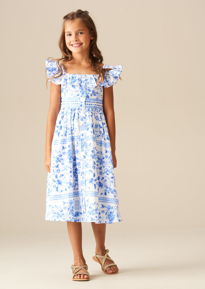 Ellery Print Ruffle Sleeve Dress