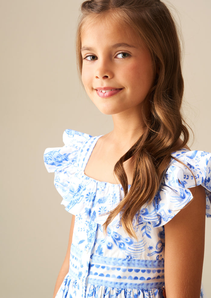 Ellery Print Ruffle Sleeve Dress