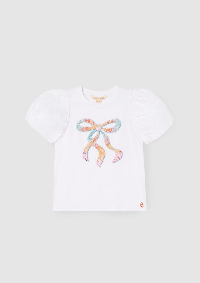 Elodie Sequin Bow Puff Sleeve Top