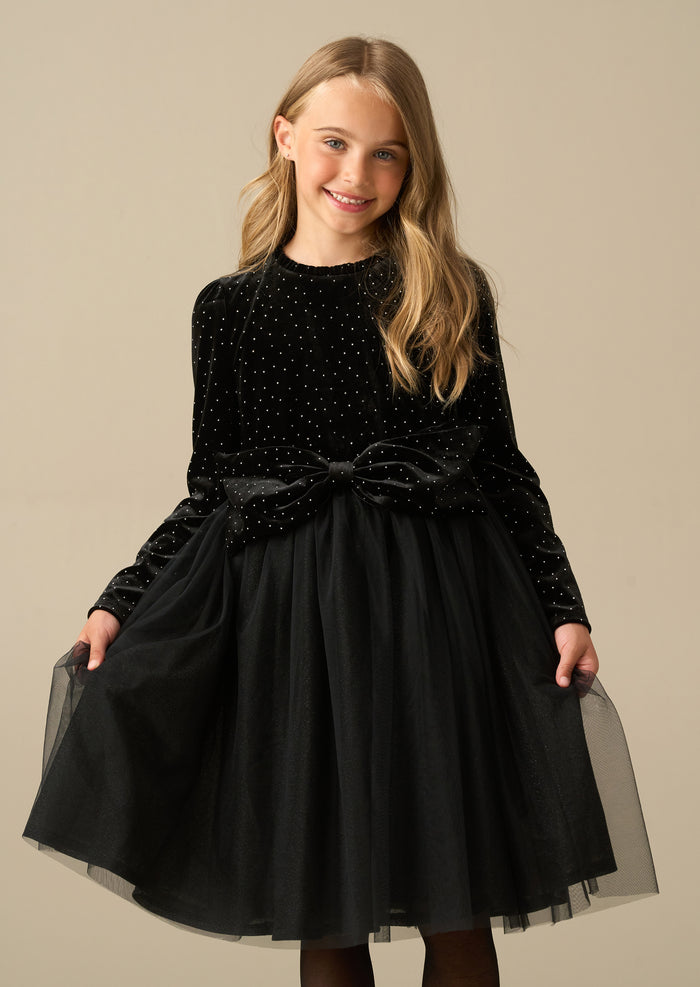 Elsie Black Velvet Tulle Dress