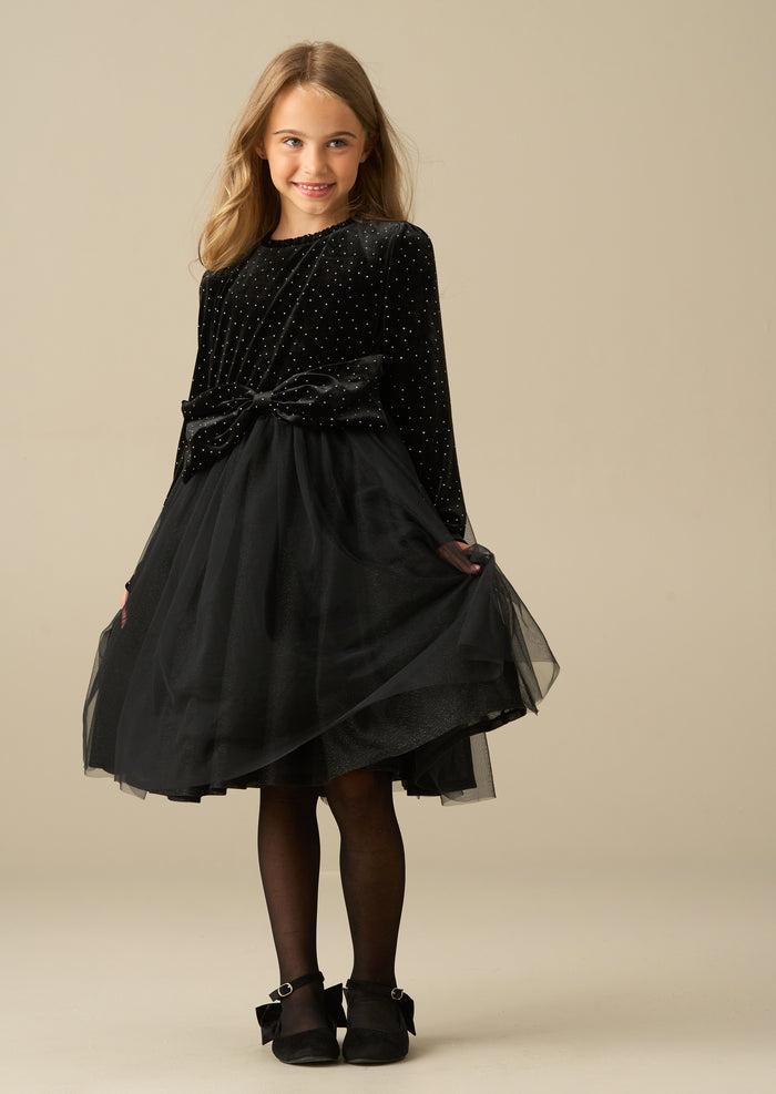 Elsie Black Velvet Tulle Dress