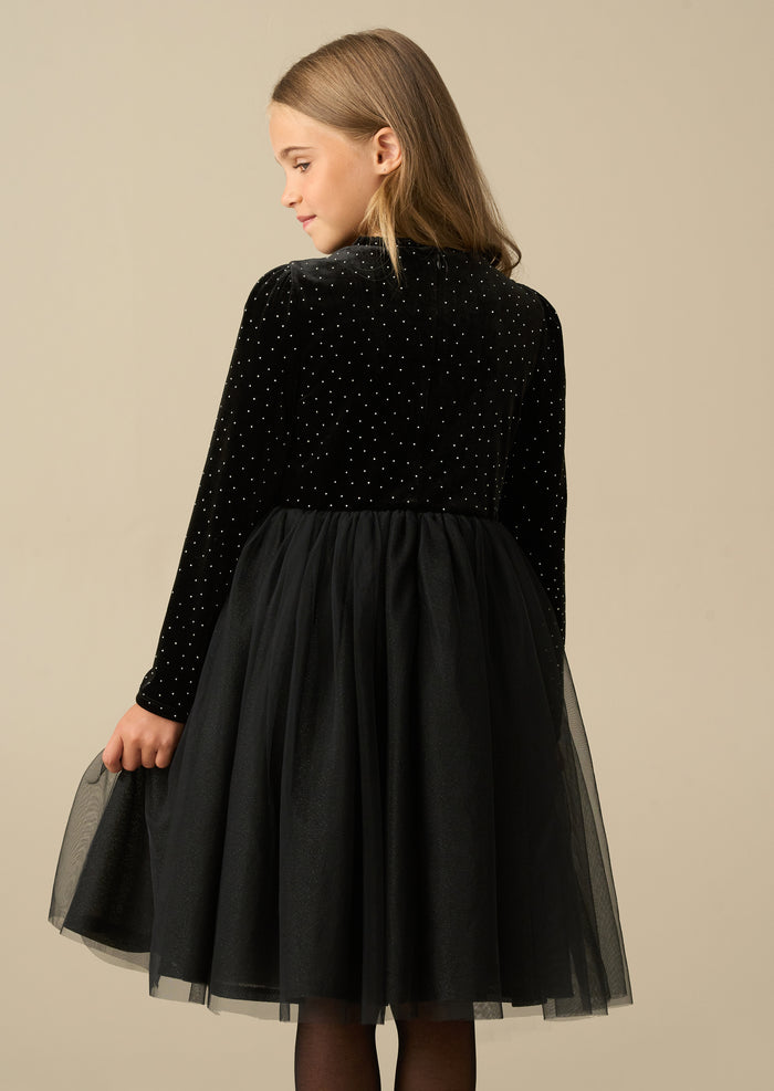 Elsie Black Velvet Tulle Dress