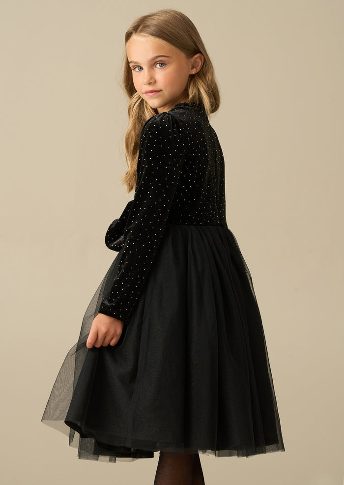 Elsie Black Velvet Tulle Dress