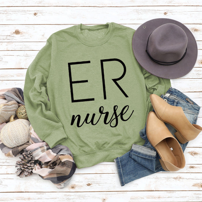 Olive green sweater (black font) / S