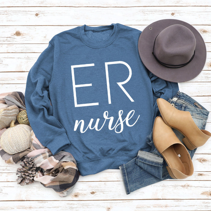 Blue sweater (white font) / S
