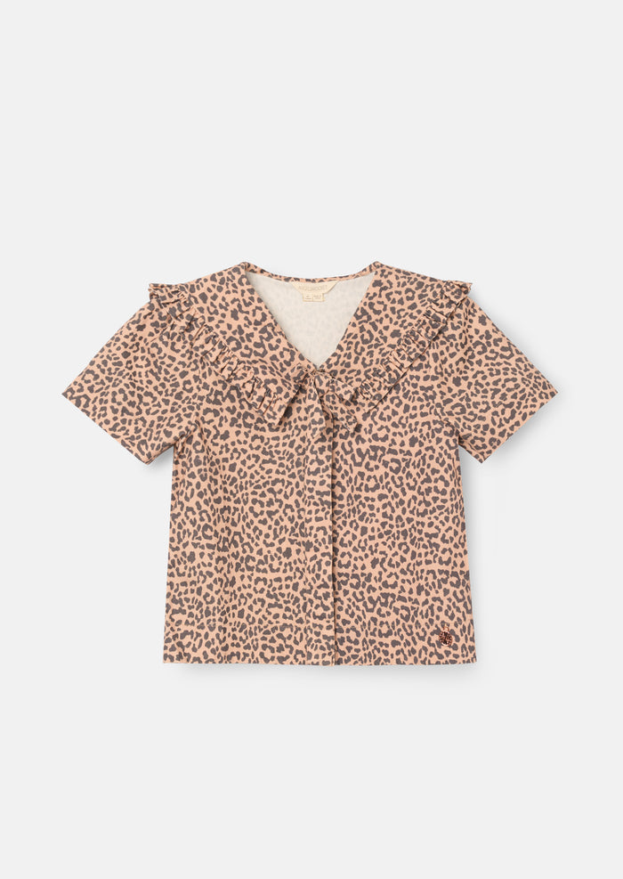 Erika Leopard Collared Tie Blouse