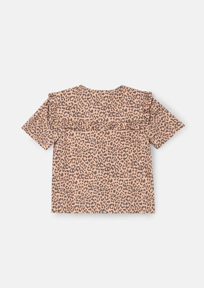Erika Leopard Collared Tie Blouse