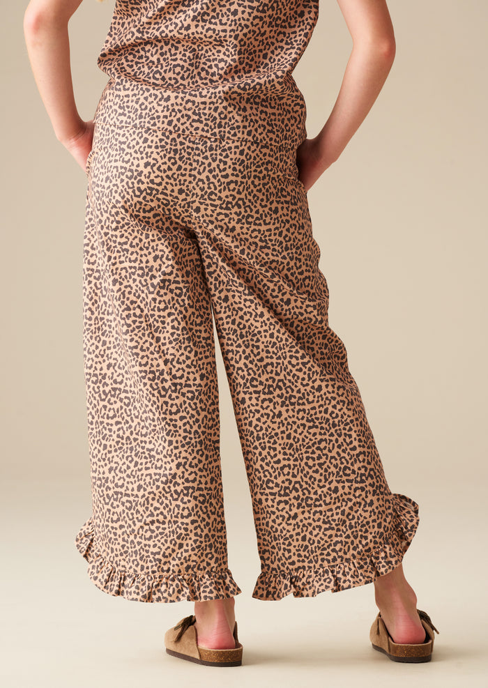 Erika Leopard Frill Hem Trousers