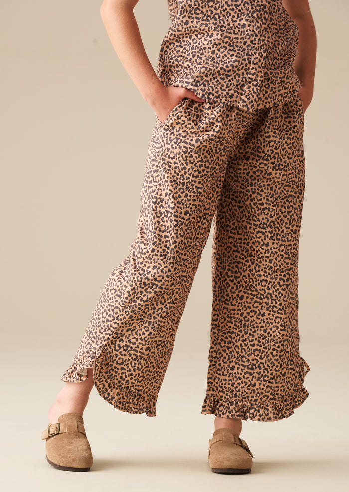 Erika Leopard Frill Hem Trousers
