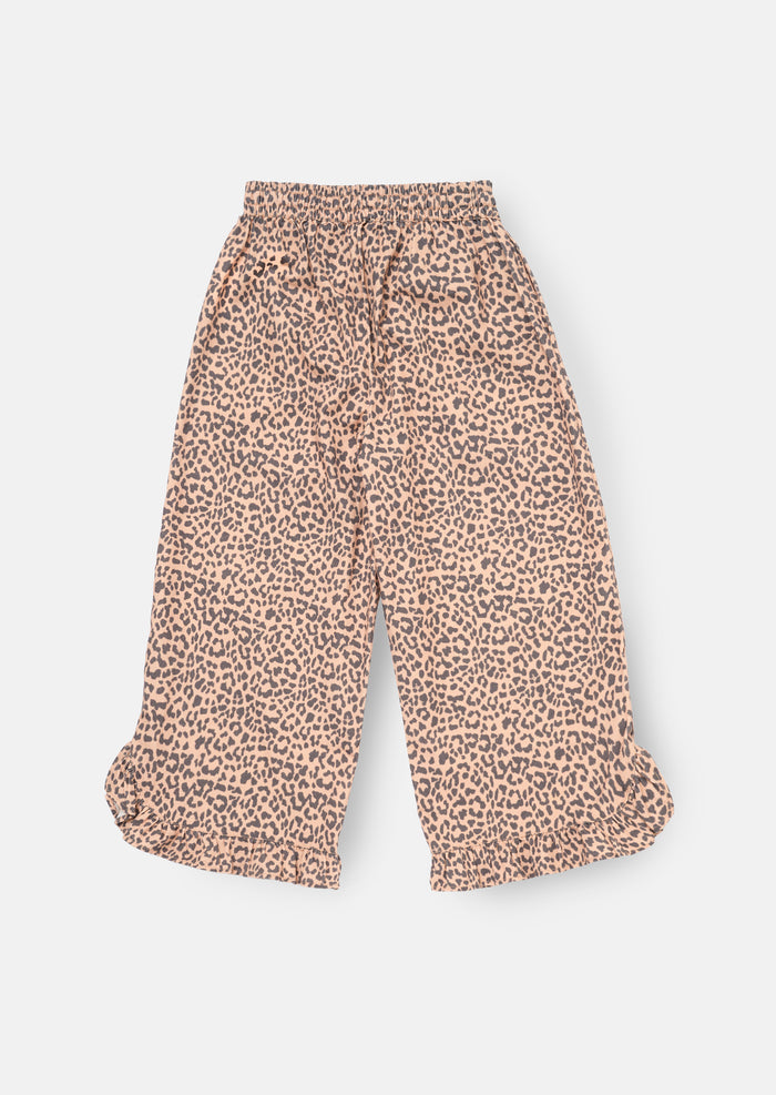 Erika Leopard Frill Hem Trousers
