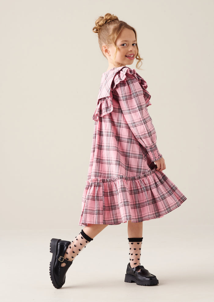 Etta Check Ruffle Yoke Dress