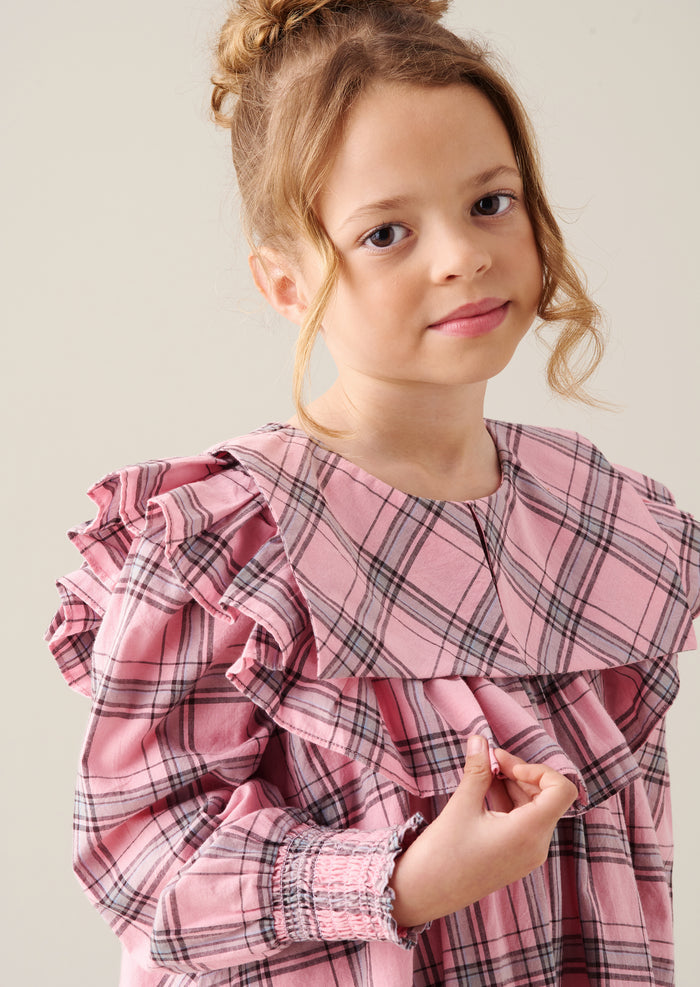 Etta Check Ruffle Yoke Dress