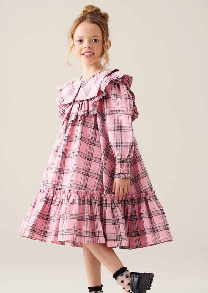 Etta Check Ruffle Yoke Dress