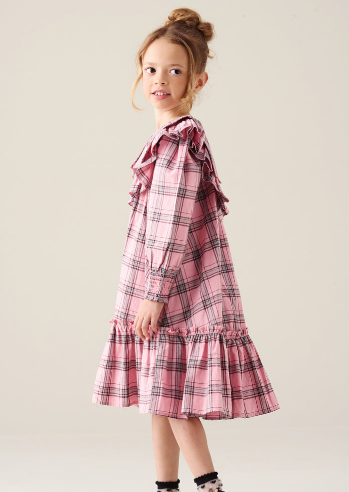 Etta Check Ruffle Yoke Dress