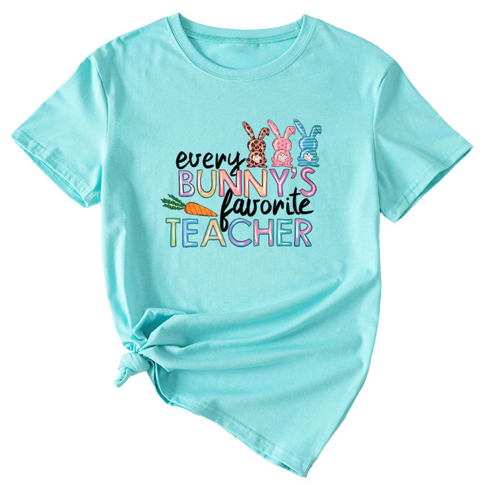 Every Bunny's Bunny's Bunny Print Casual Short-sleeved T-shirt for Women