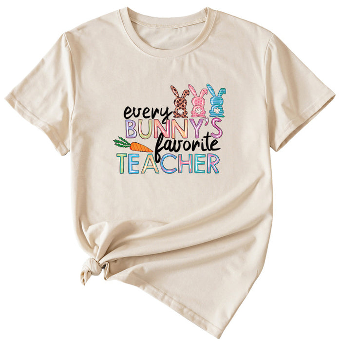 Every Bunny's Bunny's Bunny Print Casual Short-sleeved T-shirt for Women