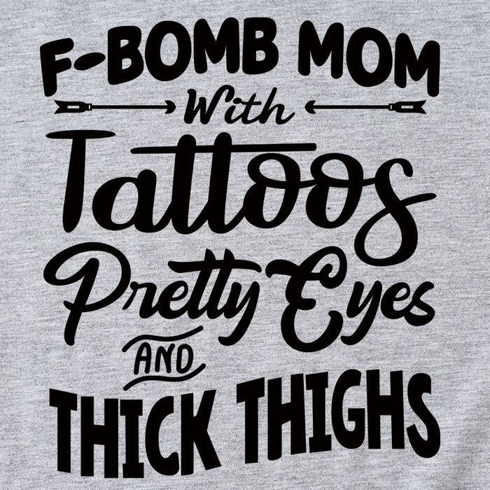 F-Bomb Mom Women's Letter Print Information Short Sleeve Top Women T-shirt