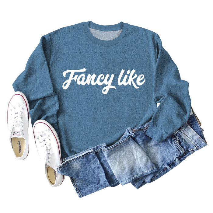 Blue sweater (white font) / S