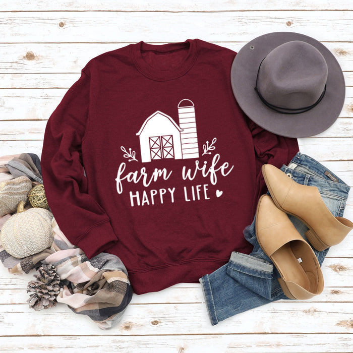 Wine red sweater (white font) / S