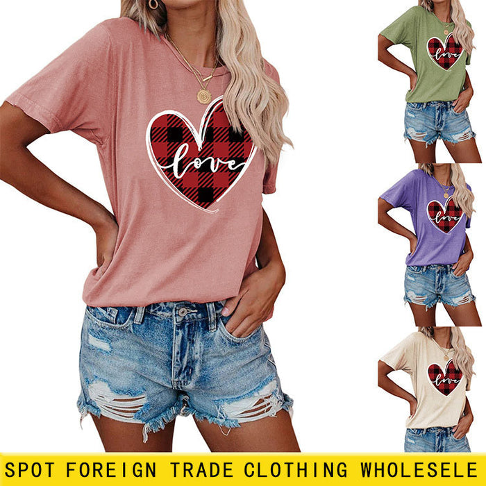 Fashion Plus Size Womens T-shirt Love Love Printed Short Sleeves