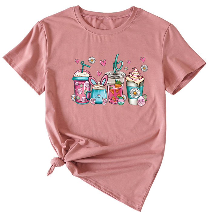 Fashion Women's Top Easter Printed Women's Casual Short-sleeved Shirt