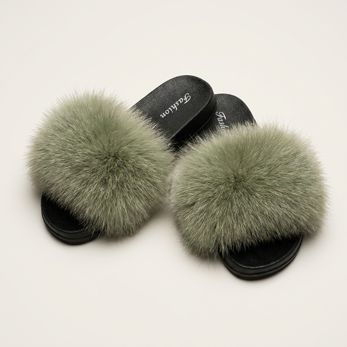 Faux Fur Slippers Canada - Fluffy Slide Sandals for Women