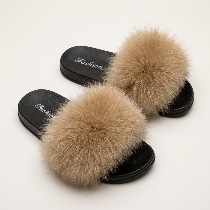 Faux Fur Slippers Canada - Fluffy Slide Sandals for Women