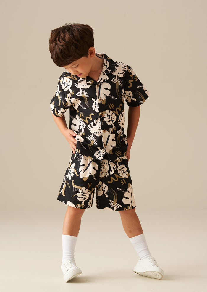 Finn Leaf Print Textured Shirt