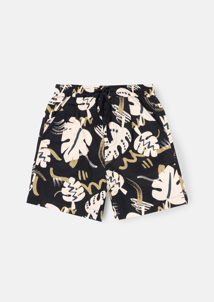 Finn Leaf Print Textured Short